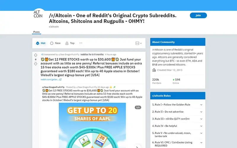 Altcoin Reddit Community