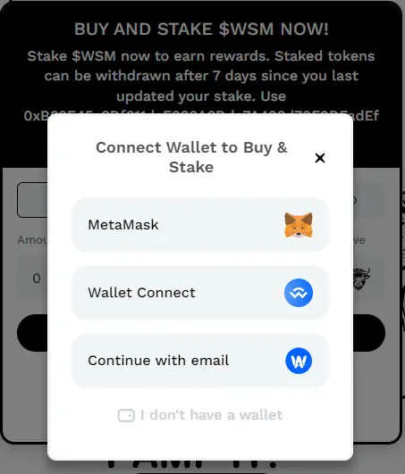 Connect Your Wallet to buy WSM Token