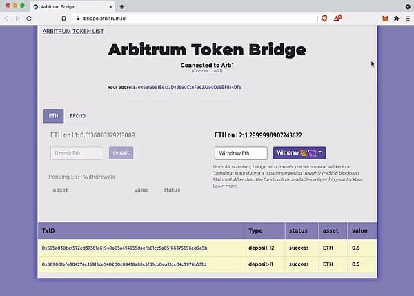 Arbitrum Bridge for the arbitrum tokens