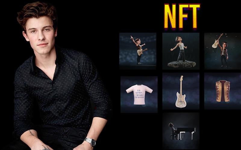 Shawn Mendes with his NFTs