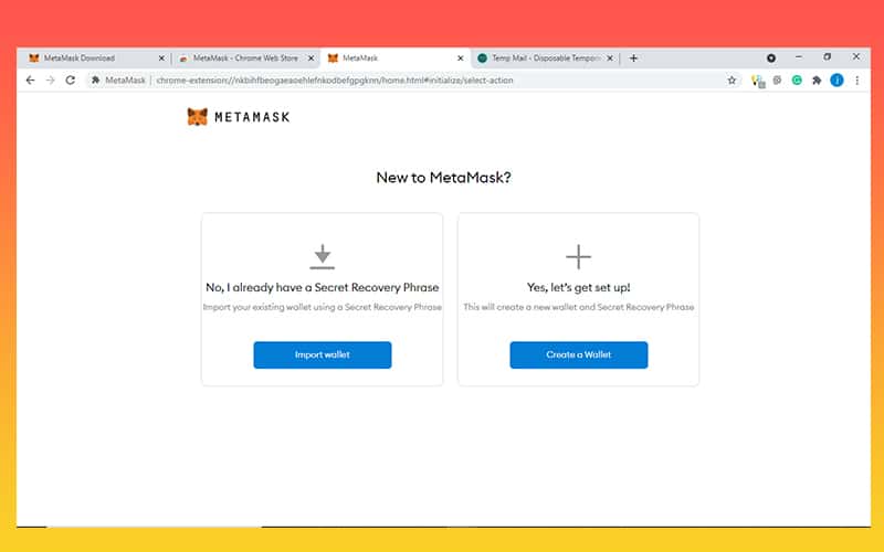 Import wallet on Metamask