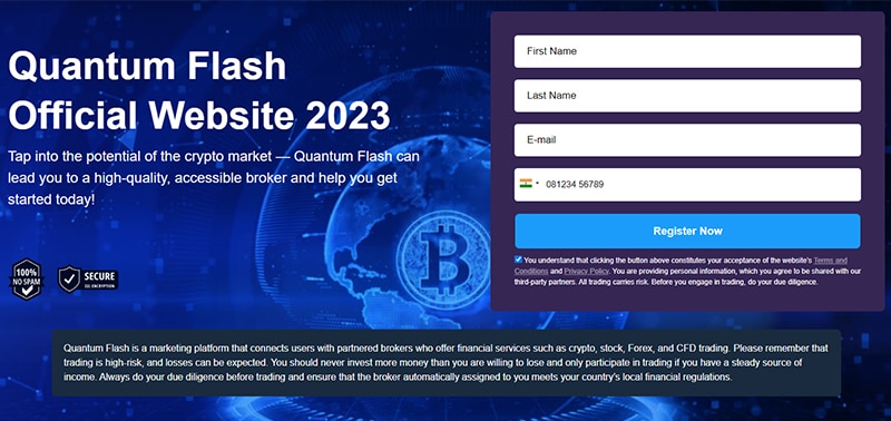 Dashbord of Quantum Flash Website