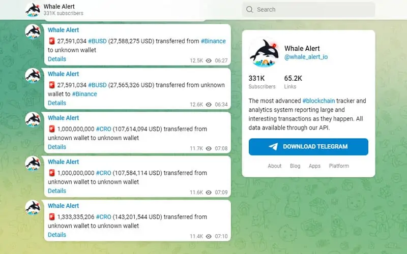 Crypto Telegram Channel Whale Alert