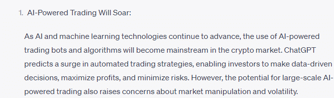 ChatGPT Answer on AI-Powered Trading Soar